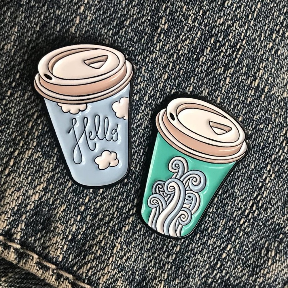 HELLO Coffee To Go Cup Enamel Pin Set 851